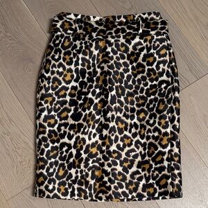 J. Crew Animal Print Pencil Skirt - Black, Brown, and White